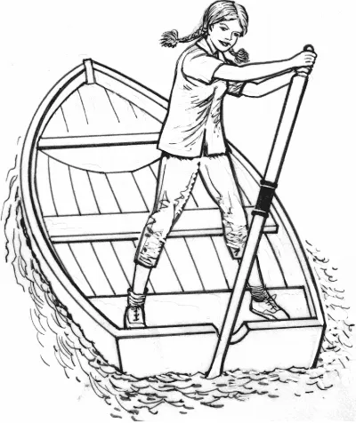 cô gái đang chèo thuyền