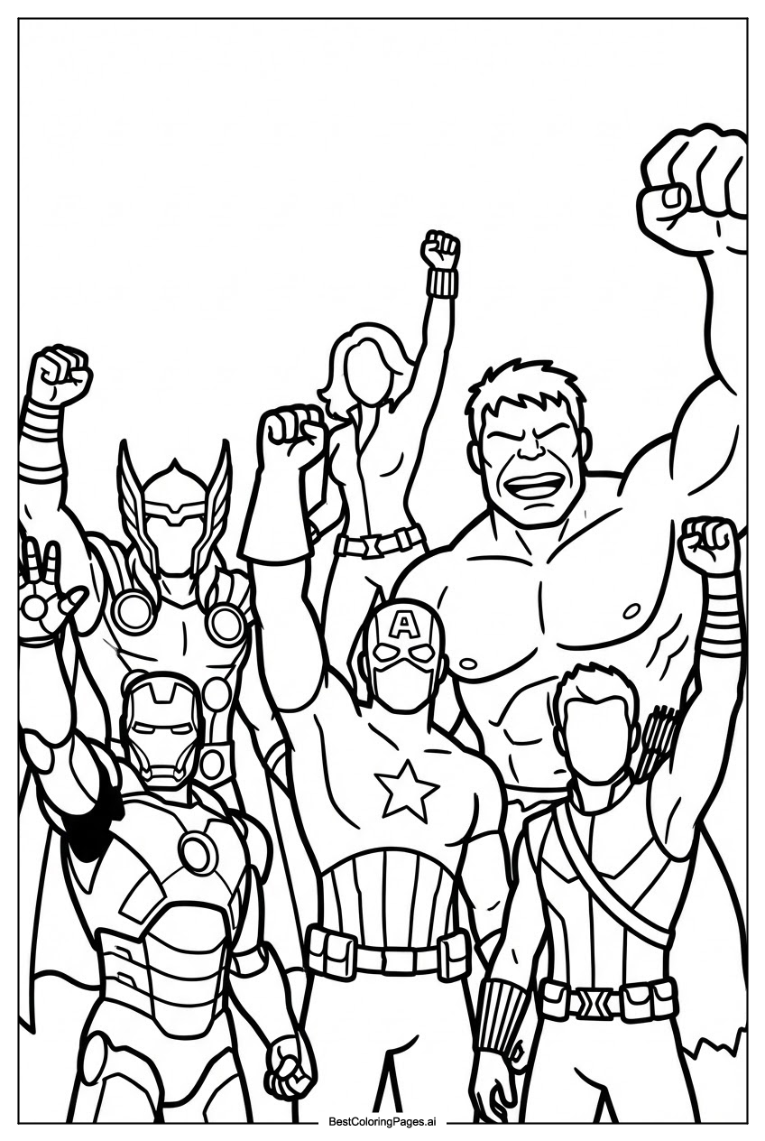 Avengers raising arms