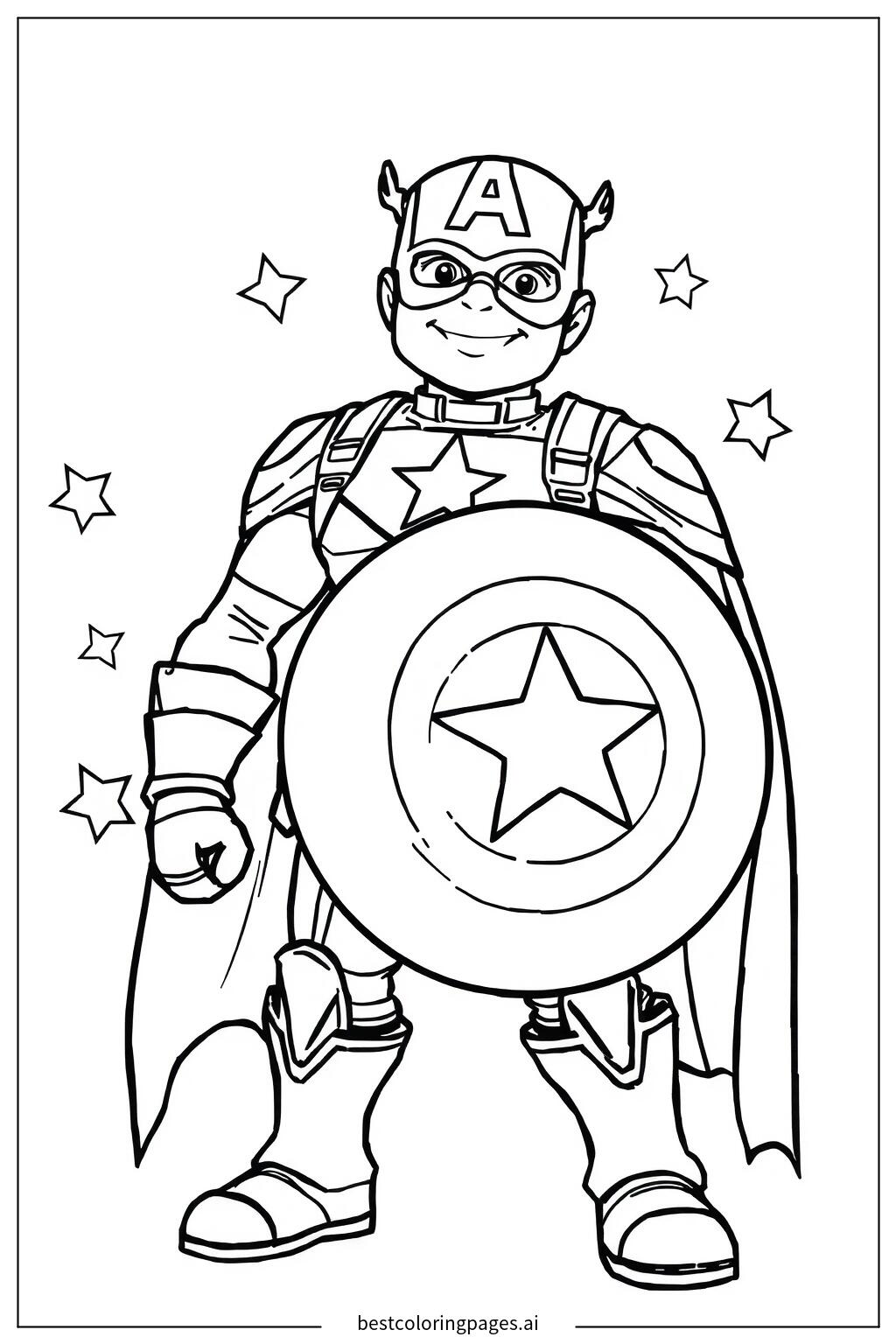 Captain america holding his shield