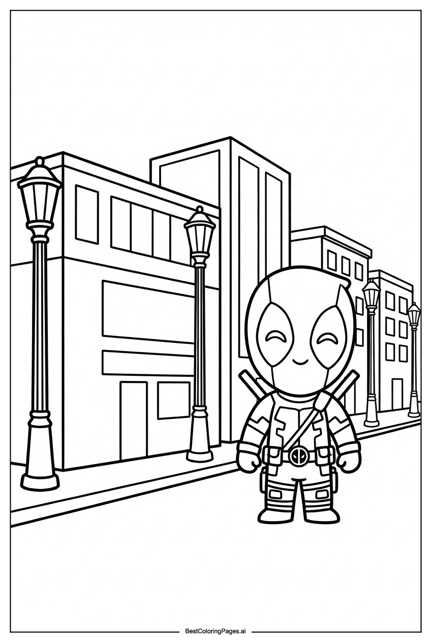 Deadpool in city street