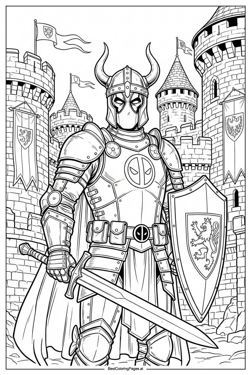 Deadpool in medieval armor