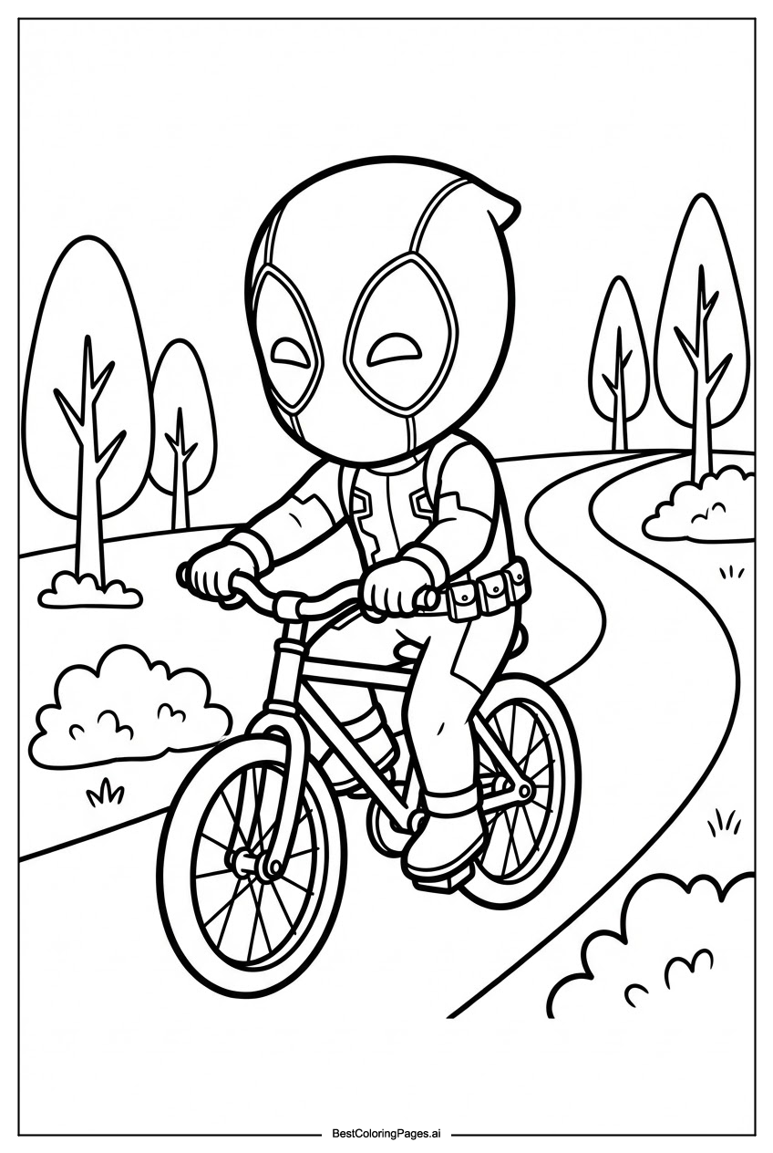 Deadpool riding bike