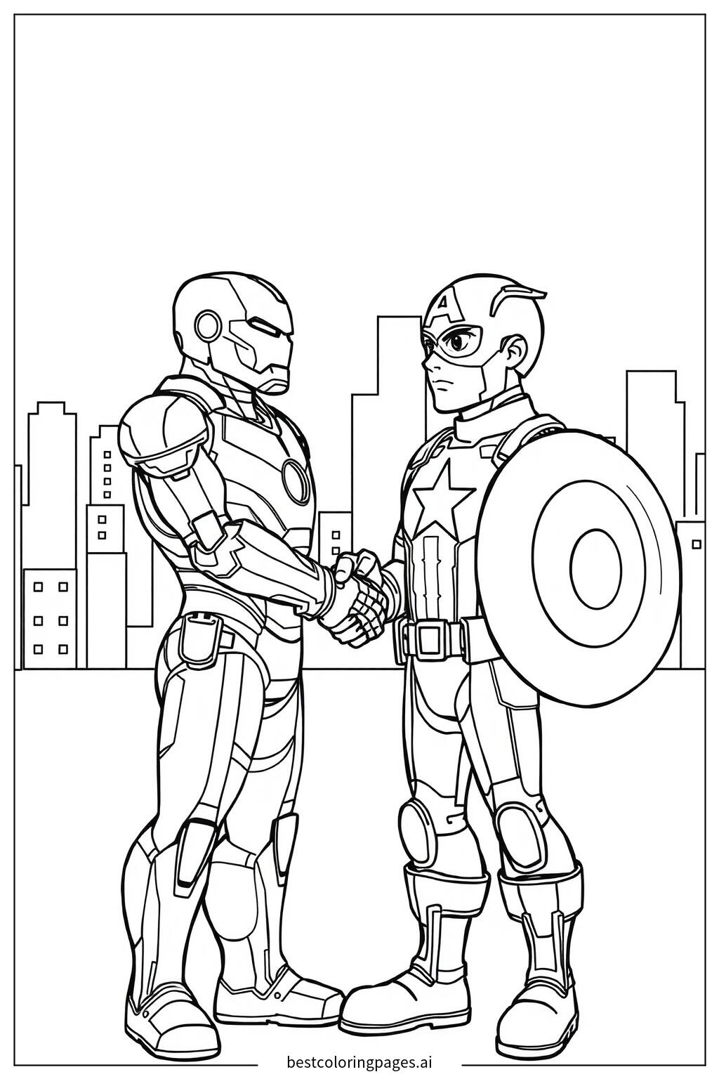 Iron man and captain america shaking hands