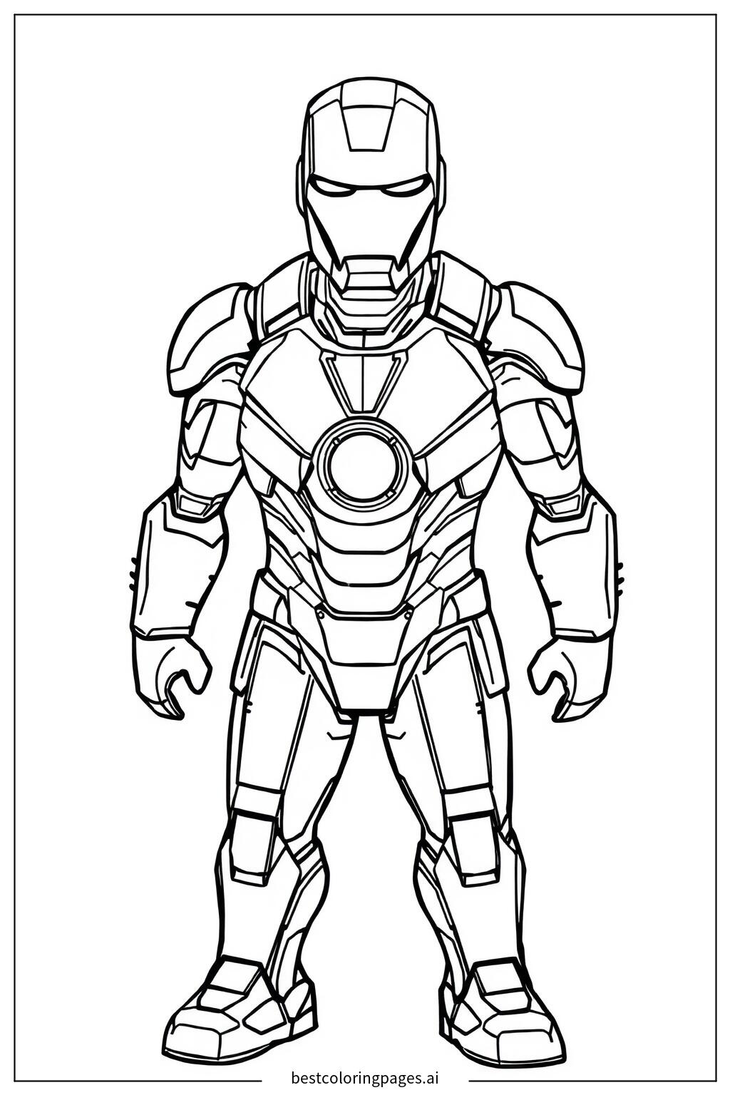 Iron man standing with glowing arc reactor
