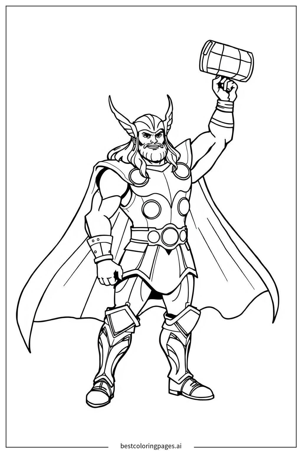 Thor standing with his hammer