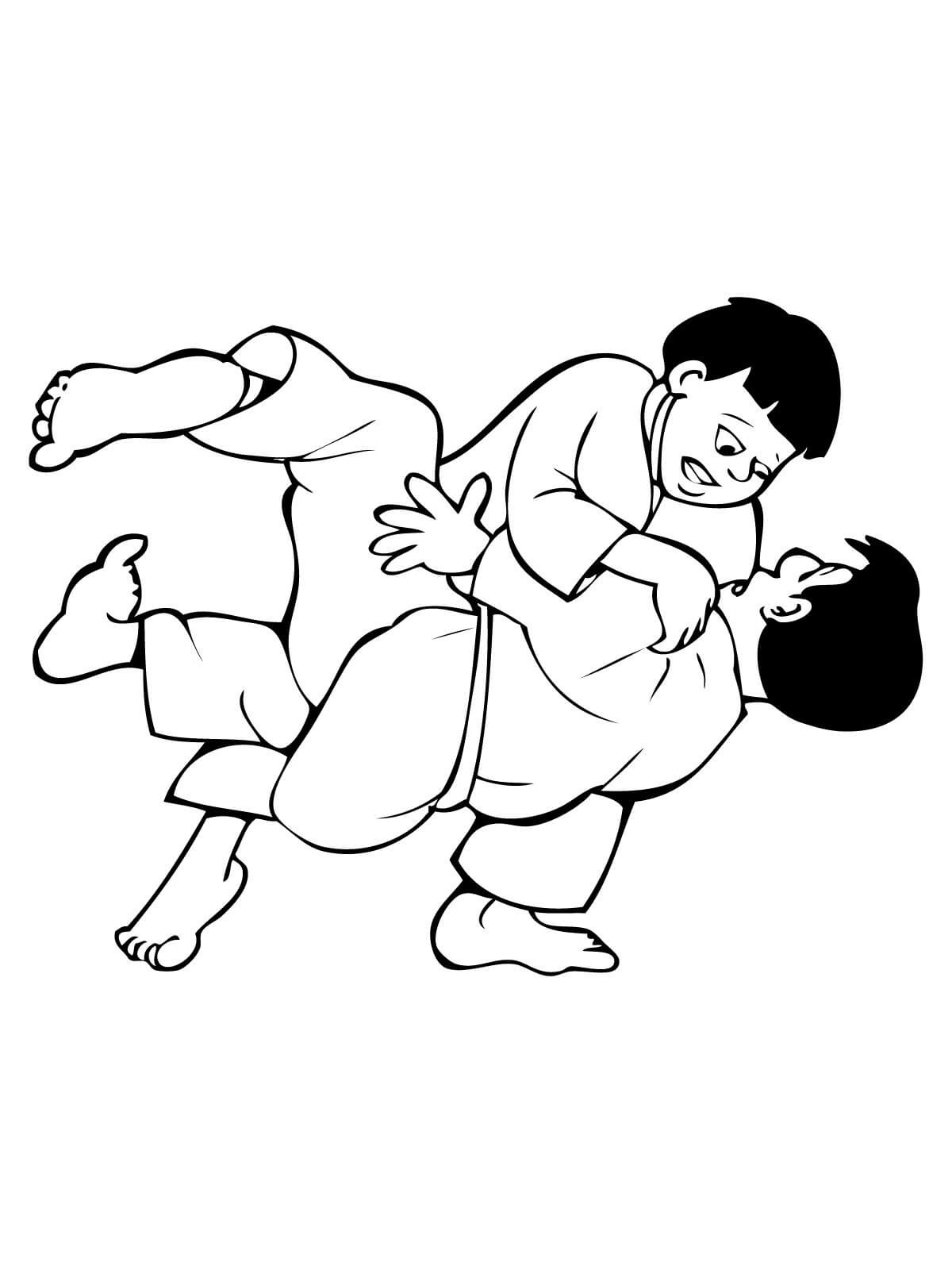 2 cậu bé thi đấu judo