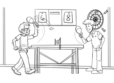 2 người bạn chơi bóng bàn