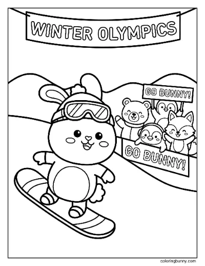 Trang Tô Màu Thỏ Lướt Ván Tuyết Thế Vận Hội Mùa Đông