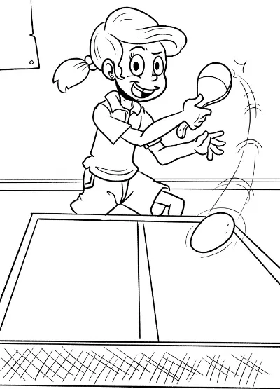 cô bé đánh bóng bàn vui vẻ