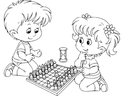 cô bé và cậu bé chơi cờ vua