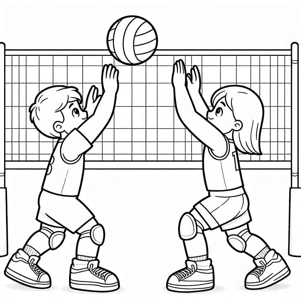 Bé Trai Và Bé Gái Chơi Bóng Chuyền