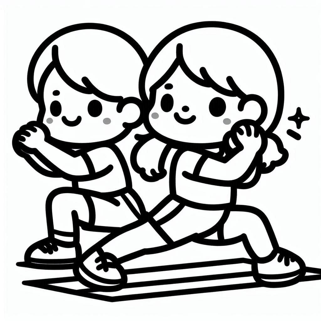 Hai Đứa Bé Tập Thể Dục