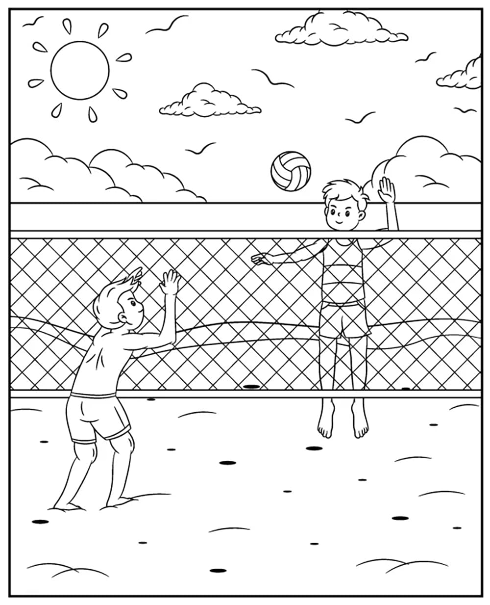 Hai Người Chơi Bóng Chuyền Bãi Biển