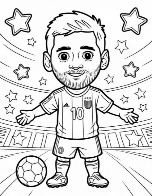 Tranh tomau Lionel Messi voi qua bong