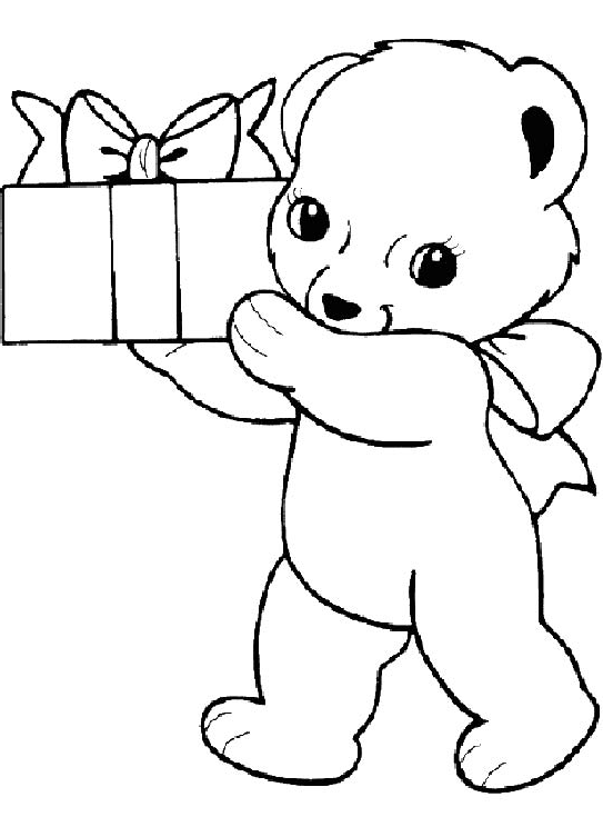 chú gấu bông bưng hộp quà