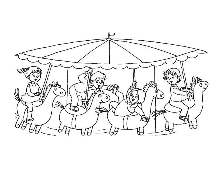 Bé Chơi Đu Quay Ngựa