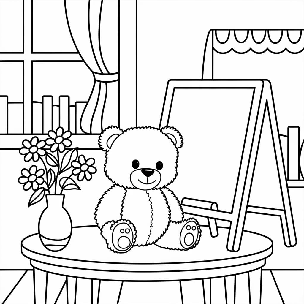 Gấu Bông Và Bình Hoa