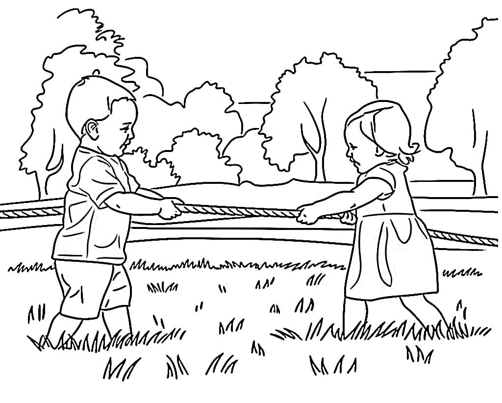 Hai Đứa Bé Chơi Kéo Co