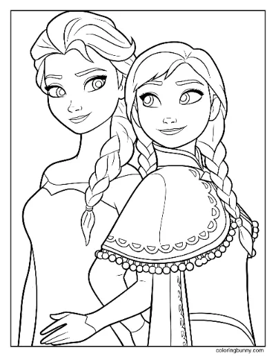 Elsa và Anna Trang Tô Màu Frozen Disney