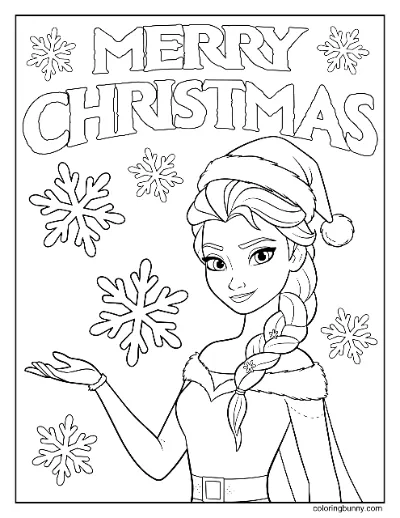 Elsa Giáng Sinh Trang Tô Màu Frozen Disney