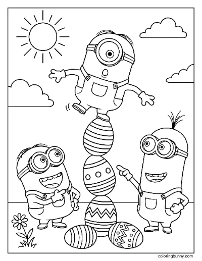 Trang Tô Màu Minions Hài Hước Phục Sinh