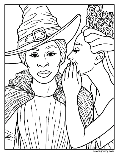 Glinda Thì Thầm Với Elphaba Xấu Vì Tốt Trang Tô Màu