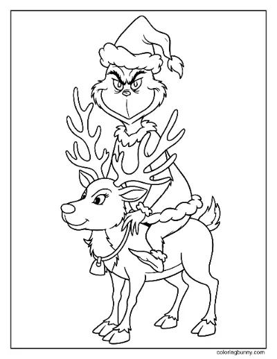 Grinch Cưỡi Tuần Lộc Tô Màu
