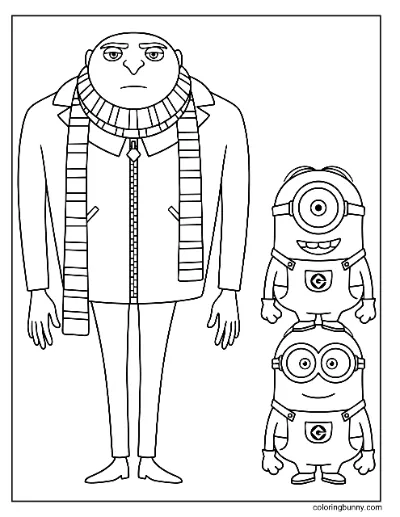 Trang Tô Màu Minions Gru với Stuart và Bob