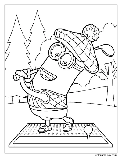 Trang Tô Màu Minion Kevin Chơi Golf