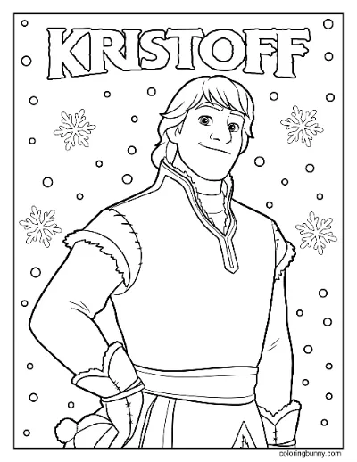 Kristoff với Tuyết Rơi Tranh Tô Màu Frozen Disney 2