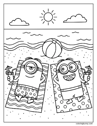 Trang Tô Màu Minions Tại Bãi Biển