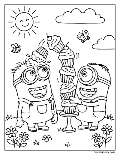 Trang Tô Màu Minions Tháp Bánh Cupcake