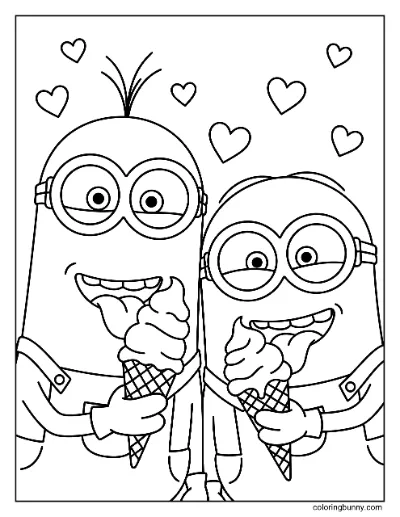 Trang Tô Màu Minions Ăn Kem
