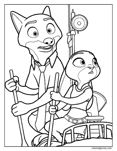 Trang Tô Màu Nick Wilde và Judy Hopps Chèo Thuyền Zootopia 2