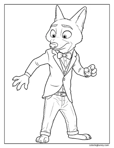 Trang Tô Màu Nick Wilde Trong Bộ Vest Zootopia 2