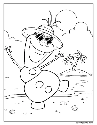 Olaf trên Bãi Biển Trang Tô Màu Frozen Disney
