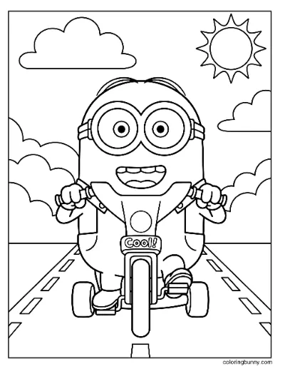 Trang Tô Màu Minion Otto Lái Xe Máy