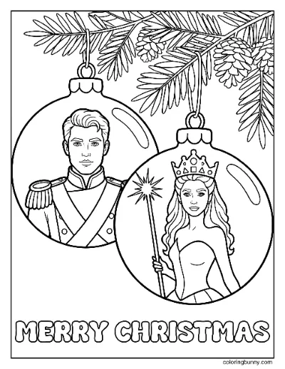 Hoàng Tử Fiyero và Glinda Quả Cầu Giáng Sinh Trang Tô Màu Xấu