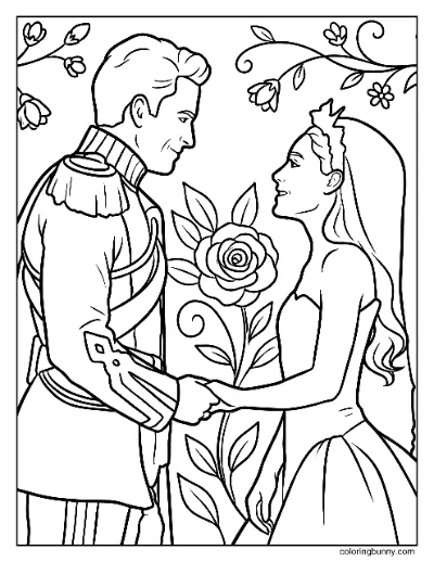 Hoàng Tử Fiyero và Glinda Đám Cưới Xấu Vì Tốt Trang Tô Màu