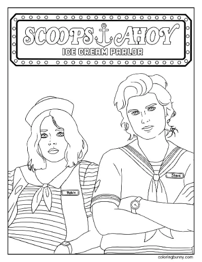 Trang Tô Màu Steve và Robin Scoops Ahoy Stranger Things