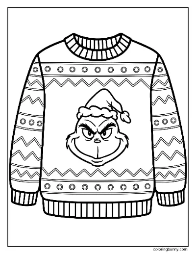 Đầu Grinch Đơn Giản Trong Áo Giáng Sinh Xấu Tô Màu