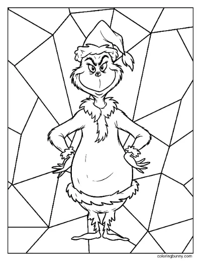 Grinch Đơn Giản Với Nền Hình Học Tô Màu