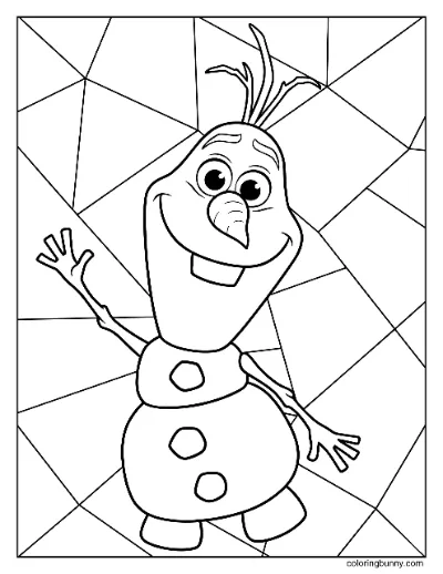 Olaf Đơn Giản với Nền Hình Học Trang Tô Màu Frozen