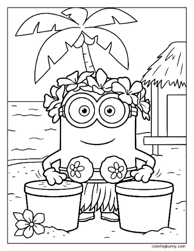 Trang Tô Màu Minion Stuart Tại Hawaii