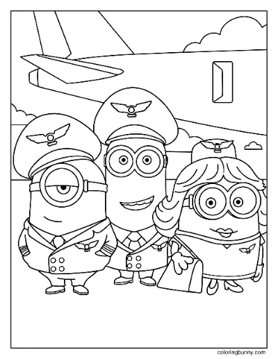 Tranh Tô Màu Minions Phi Công Stuart, Kevin và Bob