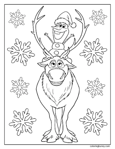 Sven và Olaf Trang Tô Màu Giáng Sinh Frozen Disney