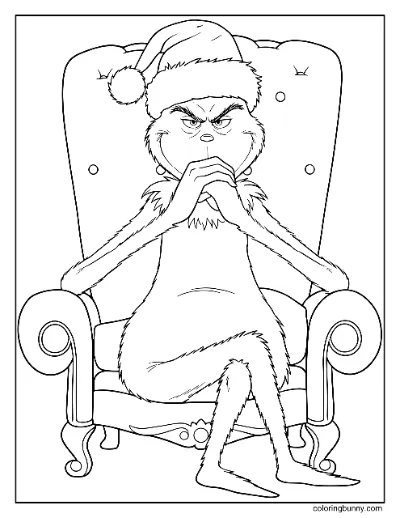 Grinch Ngồi Trên Ghế Tô Màu