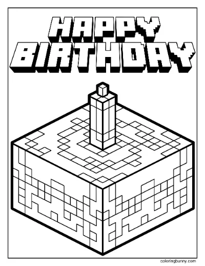 Trang Tô Màu Bánh Sinh Nhật Minecraft