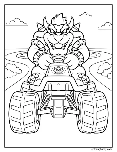 Tranh Tô Màu Bowser Mario Kart