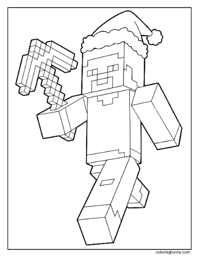 Trang Tô Màu Steve Giáng Sinh Minecraft